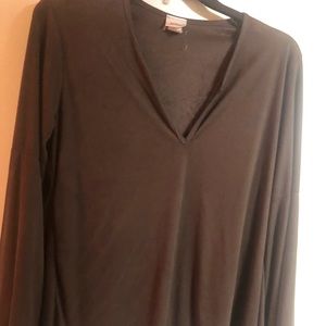 Ladies Faux Suede Bell Sleeve Top